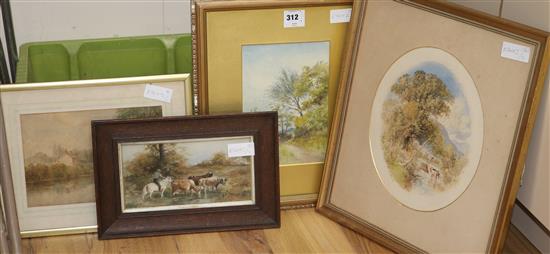 Four 19th and early 20th century watercolours by W.H., R.H. Bailey, T. Wild and E.B., largest 30 x 24cm